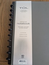 TUL Discbound Leather Notebook Cover w/ Lined Notes Pages, 60 Sheets Gray New Notebook price