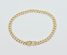 Unique 14K Karat Solid Yellow Gold Designer Cuban Link CZ Bracelet - 7" Length Gold Bracelet price