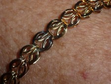 10K SOLID TRI-COLOR GOLD FANCY ETCHED LINK/FILIGREE BRACELET- 7 1/2"- 4.09 GRAMS Gold Bracelet price