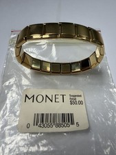 Vintage Monet Gold 13mm Mega Italian Charm Starter Bracelet 2002 Deadstock Gold Bracelet price