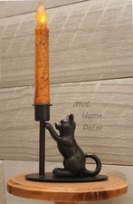 New Cat Taper Candle Holder  Rustic Farmhouse Playful Black Cat Candle Holder price