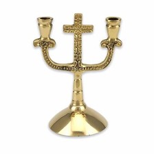 Double Brass Candle Holder - Cross Shape Orthodox Candlestick, Christian Church Candle Holder price