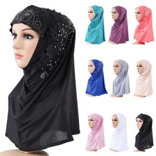 Muslim One Piece Hijab Islamic Lace Flower Scarf  Amira Headscarf Women Headwarp Headscarf price
