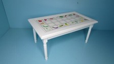 Dollhouse Miniature Wood Kitchen Dining Room Table with Tile Top Fruit CLA10785 Dining & Kitchen Table price