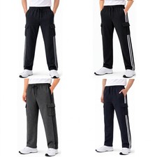 NEW Men's Cargo Fleece Casual Jogging Sports Track Suit Pants w Stripes Men's Tracksuit price