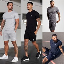 Gym King Shorts Set Mens Designer T-Shirt Shorts Twin Tracksuit Slim Fit Men's Tracksuit price