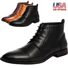 Men's Dress Oxford Boots Lace up Busines Leather Chukka Ankle Shoes Men's Boots price