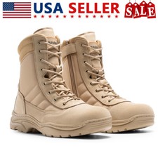 Men's Military Tactical Work Boots Side Zipper Leather Motorcycle Combat Boots Men's Boots price