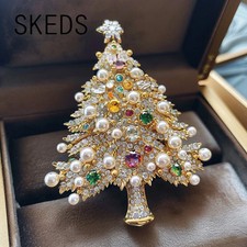 Crystal Baroque Christmas Tree Brooch Pin Jewelry Gift Accessories New Christmas Tree price