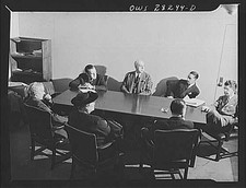 Meeting Room Conference Table Men Seated Interior 1930s Black and White Conference Table price