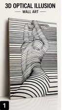 3D Optical Illusion Wood Wall Art Black White Line Abstract Panel Modern Home De Multi-piece / Forex Wall Art price