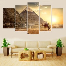 Egyptian Giza Pyramids 5 Panel Canvas Wall Art Ancient Desert Poster Print Decor Multi-piece / Forex Wall Art price