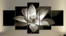 Multi Panel Print Black & White Lotus Canvas Flower Meditation Wall Art 5 Piece Multi-piece / Forex Wall Art price
