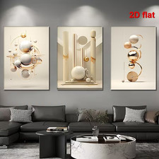 3 Panel Abstract Geometric Wall Art Print, Modern Neutral Triptych Set, Framed Multi-piece / Forex Wall Art price