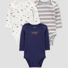 Carter's Just One You Baby Boys' 3pk Long Sleeve Bodysuit Blue  Size 9M NWT Baby Bodysuit price