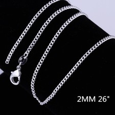 Wholesale New 925 Sterling Silver Filled 2mm Classic Chain Necklace For Pendant Silver Necklace price