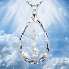 Gorgeous Cross 925 Silver Necklace Pendant Women Cubic Zircon Wedding Jewelry Silver Necklace price