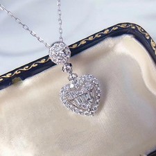 Gorgeous 925 Silver Necklace Pendant Heart Jewelry Cubic Zircon Women Gift Silver Necklace price