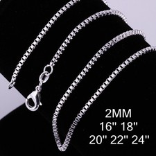 Wholesale 925 Sterling Silver Filled 2MM Necklace Chains For Pendants 16 - 24" Silver Necklace price
