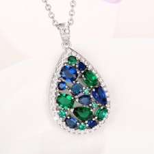 Women Pretty 925 Silver Necklace Pendant Cubic Zirconia Jewelry Gifts Silver Necklace price