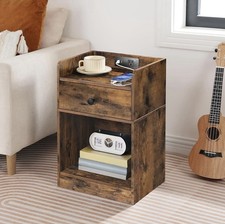 Nightstand with Charging Station,  USB Ports & Outlets, Rustic Brown HOOBRO Nightstand price