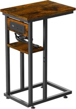 End Table with Charging Station and 2 USB Ports, C Table Storage Shelves, Couch Nightstand price
