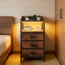 Nightstand with Charging Station 3 Fabric Drawers USB Ports Outlet for Bedroom Nightstand price