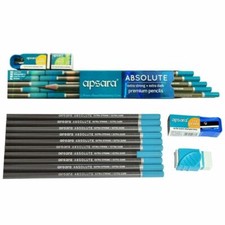 10 X Apsara Absolute Extra Dark Standard Wooden Pencils, Free Sharpener & Eraser Wooden Pencil price