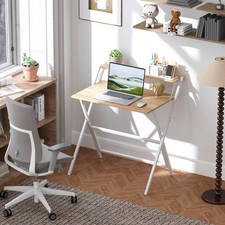 Small Folding Desk w/ Monitor Shelf 81.5 cm Foldable Computer Desk Natural Office Computer Desk price
