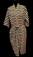 Marimekko Ikea Kimono Bathrobe Womens  S/M Green Black Striped Cotton Belted Bathrobe price