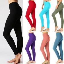 Womens Soft Stretch Cotton High Waisted Leggings Long Workout Yoga Pant Fitness Leggings price