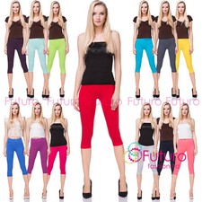 Cotton Yoga Gym Cropped Leggings 3/4 Summer Pants All Colours & Sizes  MIDL66 Leggings price