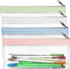4 Pack Clear Pencil Pouch With Zipper Case Small Bag Makeup Holder Money Pencil Case price