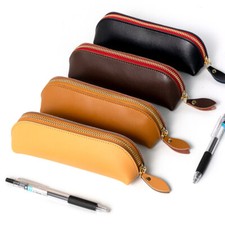 Handmade Leather Zipper Vintage Pen Bag Pencil Case Cosmetic Makeup Pouch Brush Pencil Case price