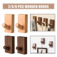 2/4/6 PCS Wooden Coat Hooks Hallway Towel Rack Wall Mounted Hanger Self Adhesive Office Coat Rack price