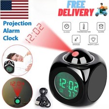 LED Projection Alarm Clock Digital LCD Display Voice Talking Weather Snooze USB Alarm Clocks & Radios price