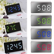 Mini Digital LED Alarm Clock Large Mirror Display USB Snooze Temperature Mode US Alarm Clocks & Radios price