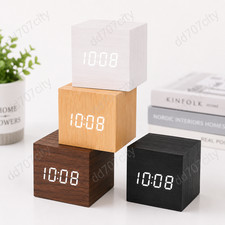 Modern Wooden LED Alarm Clock Digital Time Temperature Display Desk Clock USB Alarm Clocks & Radios price