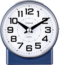 Tinload 4.3" Silent Analog Alarm Clock No Ticking Big Numbers Blue Circle Alarm Clocks & Radios price