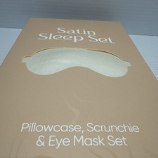 Satin Sleep Set ~ Pillowcase, Scrunchie & Eye Mask ~ New in Box Champagne/Beige Bedding Set / Sleep Set price