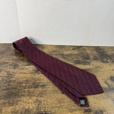 Geoffrey Beene Tie Mens Burgundy Silk Polka Dot Necktie Classic Business 59” Tie price