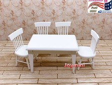 1/12 Miniature White 5pcs Dining Room Square Table Chair Set Dollhouse Furniture Dining Room Set / Set price