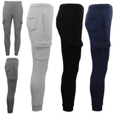 Men's Cargo Fleece Track Pants 5 Pockets Casual Trackies Trousers w Elastic Hem Men's Pants price