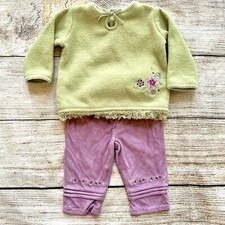 Little Me Green Floral Sweatshirt w. Purple Sueded Pants Outfit Girl’s 6M Baby Pants price