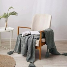 New -- Longhui bedding Fringe Chenille Knit Throw Blanket Couch Cover, 3 Colors Koltuk Şalı price