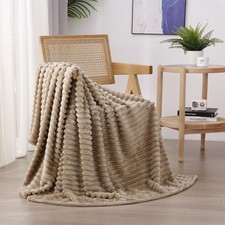 Tan Fleece Throw Blanket 50”×60” for Couch Sofa Bed,Super Soft Cozy Plush Bla... Koltuk Şalı price
