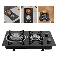 2 Burner Propane Gas Cooktop LPG Dual Fuel Gas Stove Top Tempered Glass Black Ocaklar price