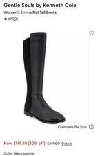 Gentle Souls By Kenneth Cole Size 8M Black Leather Boots Kadın Botları price
