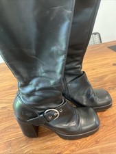Steve Madden Womens 9.5 Gabbrie Buckle Heel Zip Tall Riding Boots Black Kadın Botları price