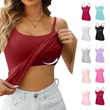 Womens Fit Camisole with Built in Bra Adjustable Spaghetti Straps Camis Tank Top Bayan İç Atlet price